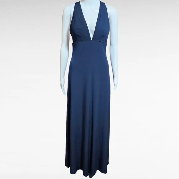 Laundry by Design | Dresses | Laundry By Design Navy Plunging Twist Back  Crepe Stretch Formalmaxi Dress Size 4 | Poshmark